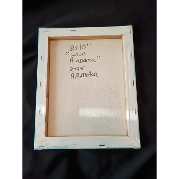 Handpainted 'Love Alabama' State Acrylic Painting On Canvas Wall Decor 8x10" - Picture 2 of 2